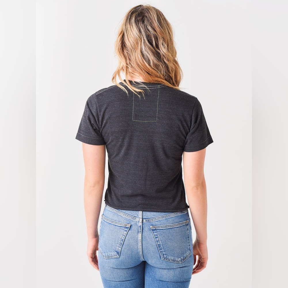 AVIATOR NATION Women's Smiley Stitch Boyfriend Tee | Color: Charcoal | EUC!!😃🌈 - Picture 4 of 16